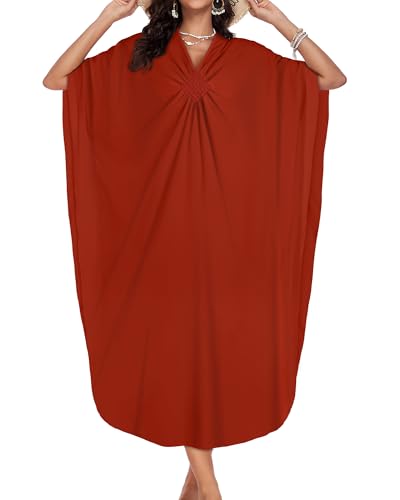 Image of Kaftan Dresses for Women V Neck Caftans Batwing Sleeve Beach Cover Ups | JILUVIN Plus Size Long Floral Print Dress, Loose Fit Maxi Casual Moomoo, Lounge House Mumu Nightgown Summer Vocation 2026