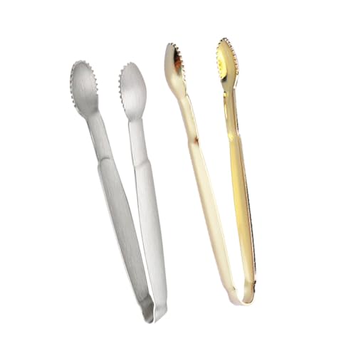 ULTECHNOVO Lot De 2 Pinces à Sucre En Acier Inoxydable Et Plaqué Or, Petites Pinces Cuisine Polyvalentes Pour Service De Glaçons, Cocktail, Bar, Maison Et Événement Festif