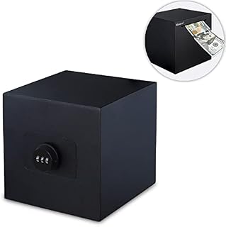 KYPEEKA Piggy Bank for Adults, Stainless Steel Password Reusable Safe Bank, Metal Money Saving Box with Combination Lock for Cash Saving (Black, 5.9 inch)
