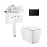 Swiss Madison Concorde Back-to-Wall Toilet Bundle 0.8/1.6 GPF Dual Flush in Glossy White with Black Flush Plate