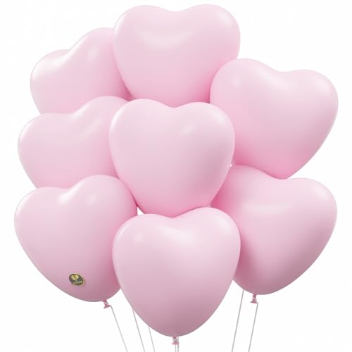 Image of AFTERLOON Biodegradable Balloons 24 pcs Pastel Pink 12 Inch Heart Shaped, Natural Rubber Latex Plastic-Free Alternative Durable Thickened Extra Strong Helium Float, Proposal Marriage Love Wedding