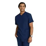 BARCO Skechers Vitality Crew Classic Fit Scrub Top for Men – Navy, 4-Pocket Crossover V-Neck Shirt with 4-Way Stretch – Moisture Wicking, Quick-Shed, Anti-Static – XL, Regular Fit