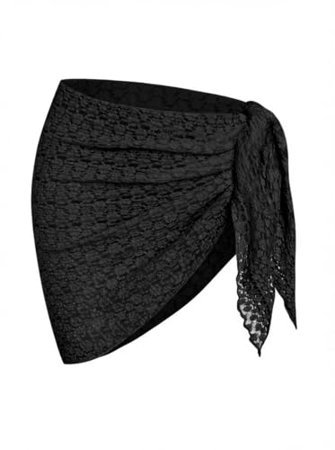 Image of ZAFUL Sarong Coverups for Women Beach Vacation Fishnet See Thru Tie Side Bathing Suit Cover Up Mini Skirt