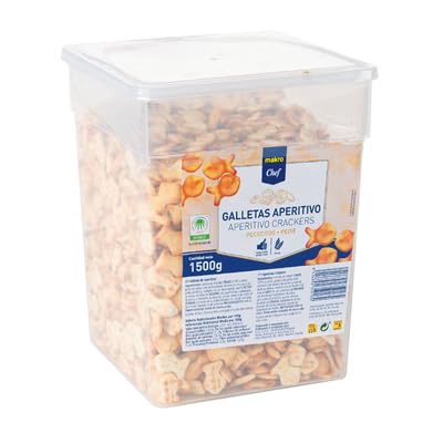 Galletas Saladas METRO Chef y ARO – Formatos Familiares de 350g y 1500g | Aperitivos Crujientes, Redondas, Cocktail y Peces | Ideales para Reuniones y Snacks (3 CUBOS 1.5Kg., Salada Pez)