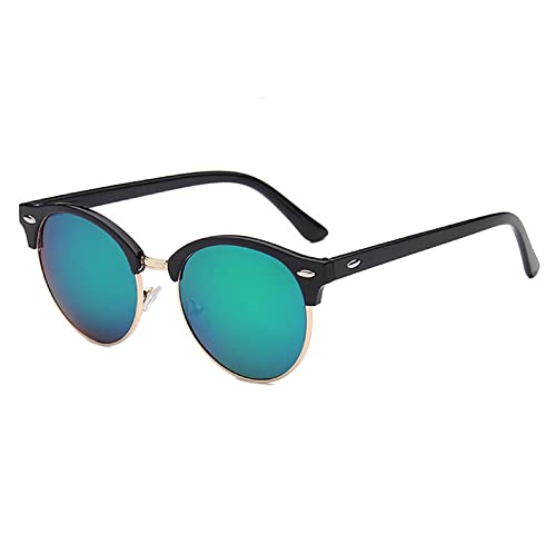 Image of AUGEN By Visions India Retro Vintage Round Abstract Unisex Sunglasses UV400 Protected Medium Size (Green2, 122)