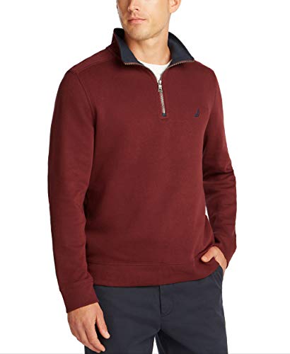 Nautica Men's Classic Fit Quarter-Zip Pullover, Royal Burgundy, Medium