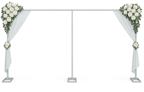 Rzjoke 10x20ft Backdrop Stand Heavy Duty Pipe and Drape Backdrop Stand for Parties Adjustable Pipe Kit Curtain Frame Stand for Photography Background Support Wedding Arch Metal Frame (Silver)