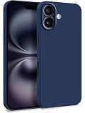 MyGadget Cover compatibile con iPhone 16 Plus - Custodia in Silicone Morbido a Doppio Strato – Case con Protezione Fotocamera & Fodera Interna Antigraffio - Blu scuro