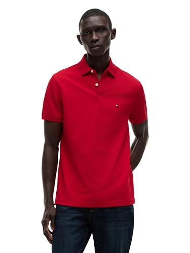 Image of Tommy Hilfiger Men's Short Sleeve Polo Shirts in Regular Fit With Stretch and Organic Pique Cotton