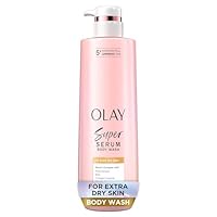 Olay Super Serum Body Wash for Extra Dry Skin, 24hr Long Lasting Hydration, 5+ Ingredient Serum Complex for Bright Even Firm Luminous Skin, 18.5 fl oz