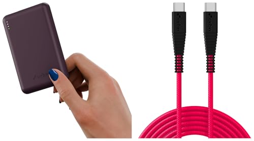 Image of URBN 10000 mAh Nano Slim Power Bank - Purple with Type C to Type C Cable