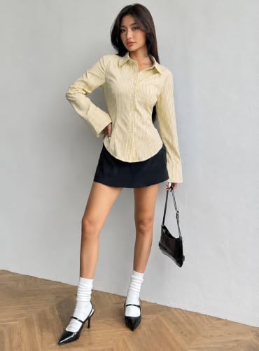 Image of Women Shirt||Women Relaxed Fit Vertical Striped Spread Collar Cotton Casual Shirt (S-12-19)