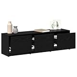 vidaXL Gabinete de TV con Leds con cajón Roble Negro 140 x 34 x 40 cm, Salón, Mueble de TV Rectangular Moderno, Consola de Medios, Banco de Almacenamiento, LED y Unidad Funcional de Entretenimiento