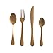Black Velvet Studio Juego Cubiertos 4 en Acero Inoxidable Color Dorado Mate – Pack Set de Cubertería Cuchara Tenedor Cuchillo - Estilo de Líneas Rectas – Vintage Moderno Retro Viking 21 * 25cm.