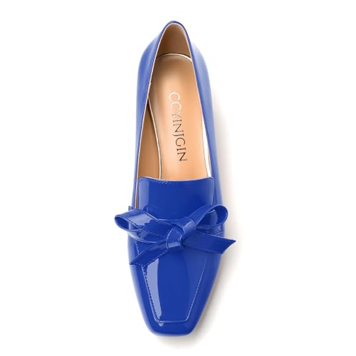 Image of Womens Loafer with Heel, Comfortable Chunky Heels for Women, Loafers Shoes with Bowknot Womens Bunion Dress Shoes