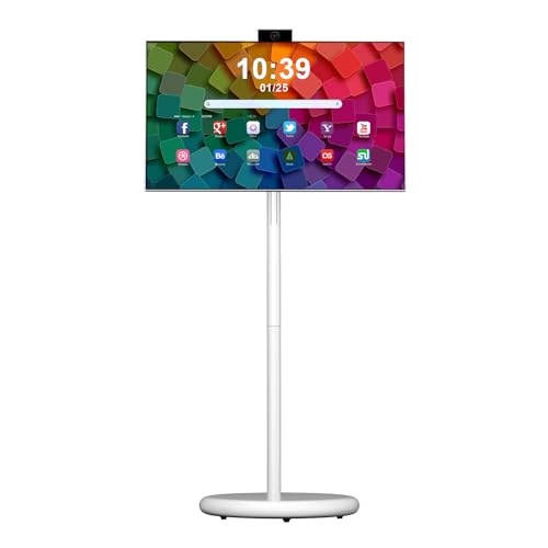 Image of VLH 27 inch Smart Portable TV On Wheels | Cordless Rolling Touchscreen TV | 6GB RAM + 128GB Storage | EDLA-Certified Android 15 OS | Full Swivel Rotation | Voice Remote Control | 4K Camera