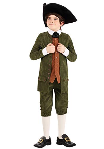 Disfraz colonial infantil para niño con chaqueta y accesorios miniatura 2