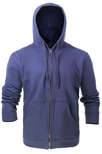 Flame Resistant FR Fleece Hoodies - 100% C - Heavy Weight (2X-Large, Navy Blue)