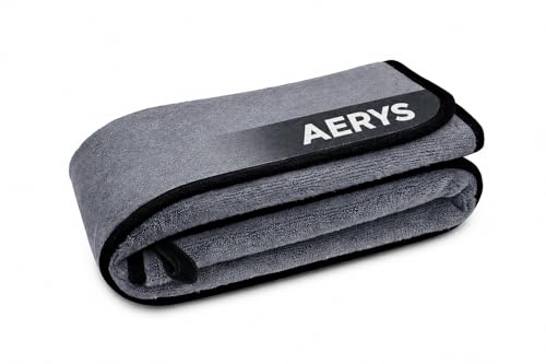 Image of AERYS Microfiber Car Cleaning Cloth with 6 Month warrenty-OG Soft 350 GSM Extra Large (35x75 CM) Cloth for Car and Bike -Suede Edging for Scratchless Drying and Detailing (Pack of 1, Grey)