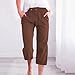 AKTCVVJ Women Capri Pants Cotton Linen Casual Capris Loose Fit Drawstring Waist Capri Pants Summer Vacation Pants Brown