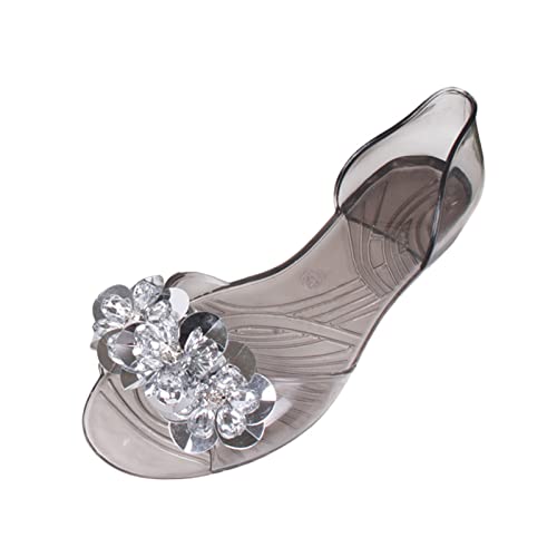 Genérico Sandalias Para Hombre Verano De Sandalia Barefoot Zapatos de pescado Zapatos Jalea Zapatos casuales Sandalias de playa intermitentes para mujer Sandalias Skecher Mujer Sandalias (Black, 40)