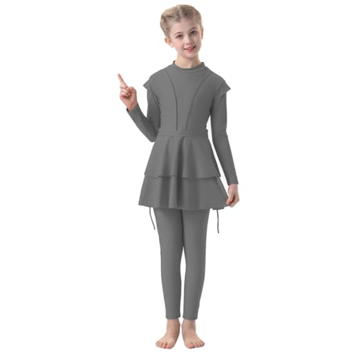 Image of ODIZLI Kids Girls' Rash Guard Sets Islamic Hijab Swimwear Muslim Modest Long Sleeves Shorts Pants Beachwear Hoodie Hat 2 PCS