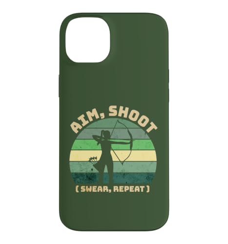 Aim Shoot Swear Repeat, Archery, Archer, Vintage Retro �X�}�z�P�[�X iPhone 14 Plus �p