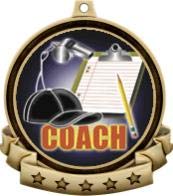 Coach Medals - 2.5" Gold Coaching Medal Award Includes Red White and Blue Neck Ribbon, Great Coach Awards