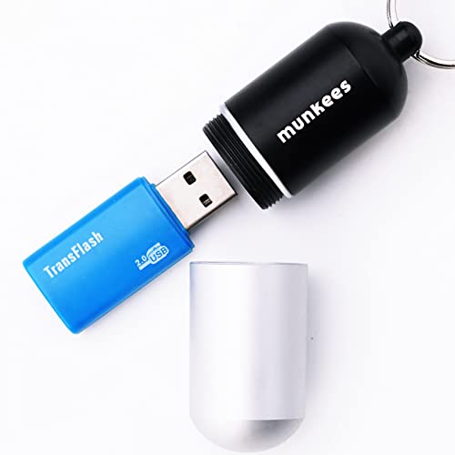 munkees Estojo portátil para comprimidos grande, impermeável, chaveiro EDC, frasco de comprimidos de