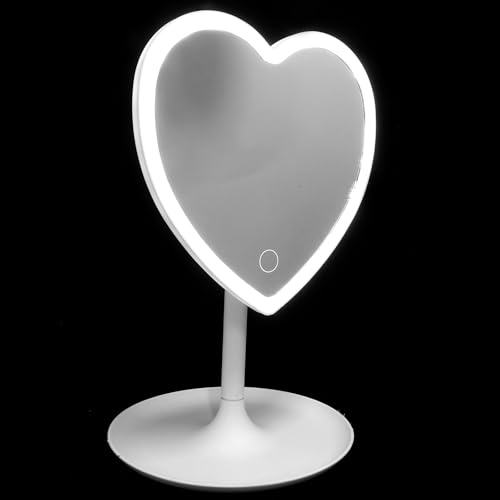 DOITOOL Espejo de Maquillaje y Base Abs Batería de 800mah en Forma de Corazón LED Espejo Cosmético de Mesa para Uso de Tocador Hogar