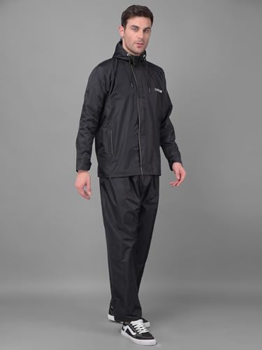 Image of Dollar Rainguard Men's Reversible Full Sleeve Solid Raincoat Set With Adjustable Hood and Pocket