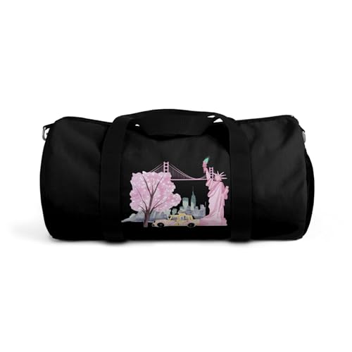 NYC Duffel Bag Island Cherry Blossom Pink Statue of Liberty School Gym Travel