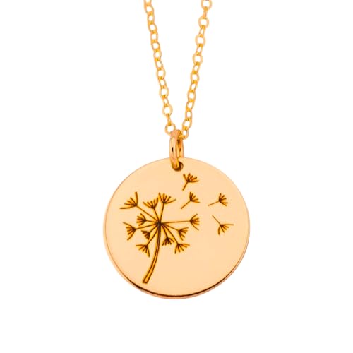 HotMixCold Dandelion Necklace, Make A Wish, Gold, Silver or Rose Gold Dandelion Jewelry, Meaningful Gift for Daughter Necklace (Choose Metal and Length)