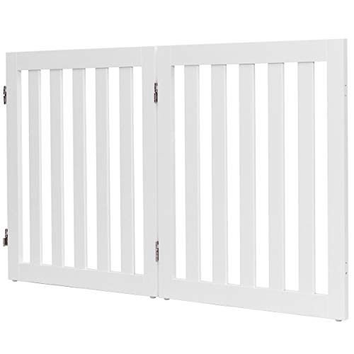 COSTWAY Absperrgitter Hunde 60cm Hoch, Schutzgitter Holz, Kindergitter klappbar, Treppengitter Hundeabsperrgitter flexibel Türschutzgitter (2 Paneelen, Weiß)