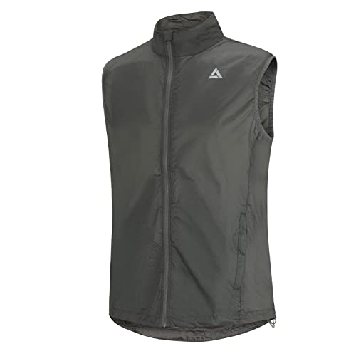 Airtracks Chaleco de ciclismo para hombre con función Comfort Line - Chaleco ligero viento - Chaleco de ciclismo - Resistente al viento - Impermeable - Reflectante, gris, S Cover