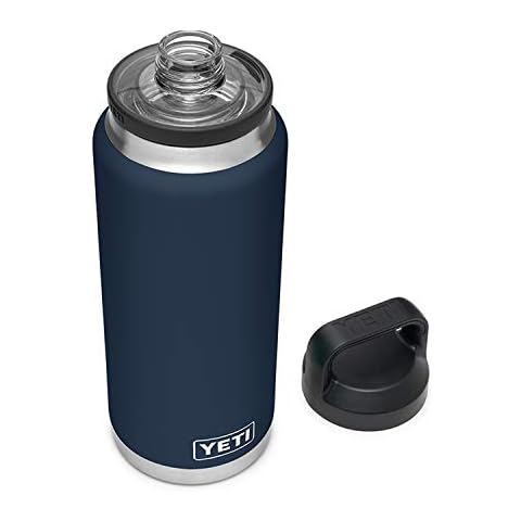 YETI Rambler 36 oz Bottle, Vacuum Insulated, Stainless Steel with Chug Cap, Navy Cover