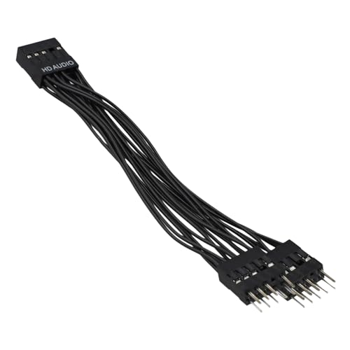 Jrifedptry Cable de extensión de audio HD de 9 pines, 1 hembra a 2 machos, cable divisor en Y negro para PC DIY 10 cm