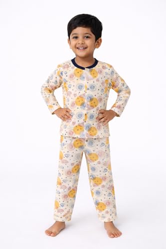 Image of 3BROS BodySuit /Dress for Boys /Girls Full Pajama & Casual Full Sleeves Night Suit Top Combo Kids Set