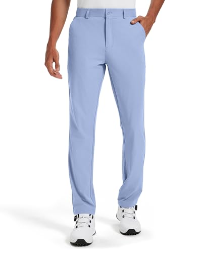 Vytroon Mens Golf Pants All-Day Stretch Chinos 30/32/34 Water-Resistant Quick Dry Lightweight Work Dress Trousers with 4 Pockets for Business Casual Travel Muted Lavender 33W x 32L