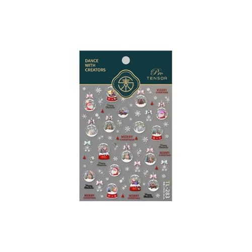 Image of 5D Embossed Christmas Nail Stickers for Nails Art Design Santa Claus Crystal Ball Nail Art Stickers Bow Snowflake Nails Decals Self-Adhesive White Red Nails Decals for Women Manicure Supply