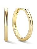 ChicSilver 14K Gold Plated Silver Huggie Hoop Earrings Small Gold Hoop Earrings for Women 16MM