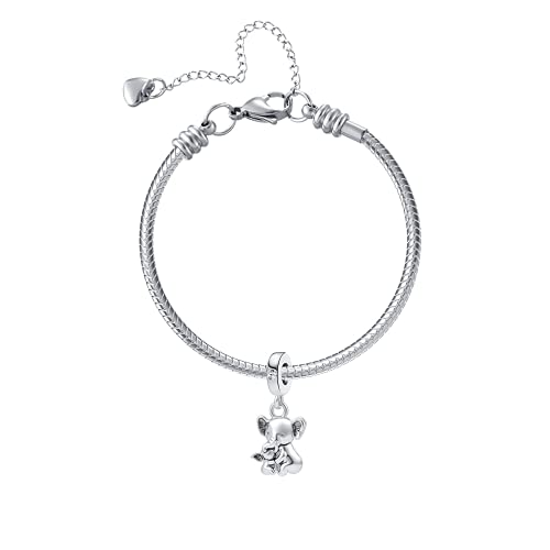 Elephant Charm Compatible with Pandora Bracelet Good Luck Lucky Mother Daughter Son Mom Dangle Animal Bead for Women3