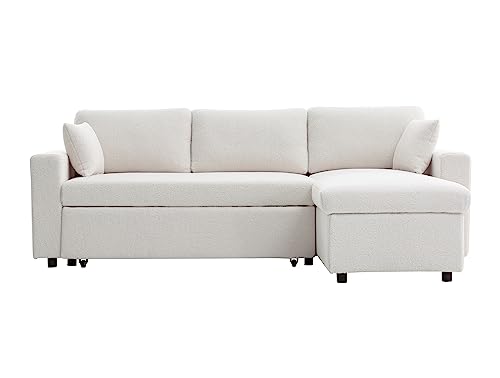 LOUNGITUDE - Sofá esquinero Reversible Convertible en Tejido rizos con Maletero - 3 plazas