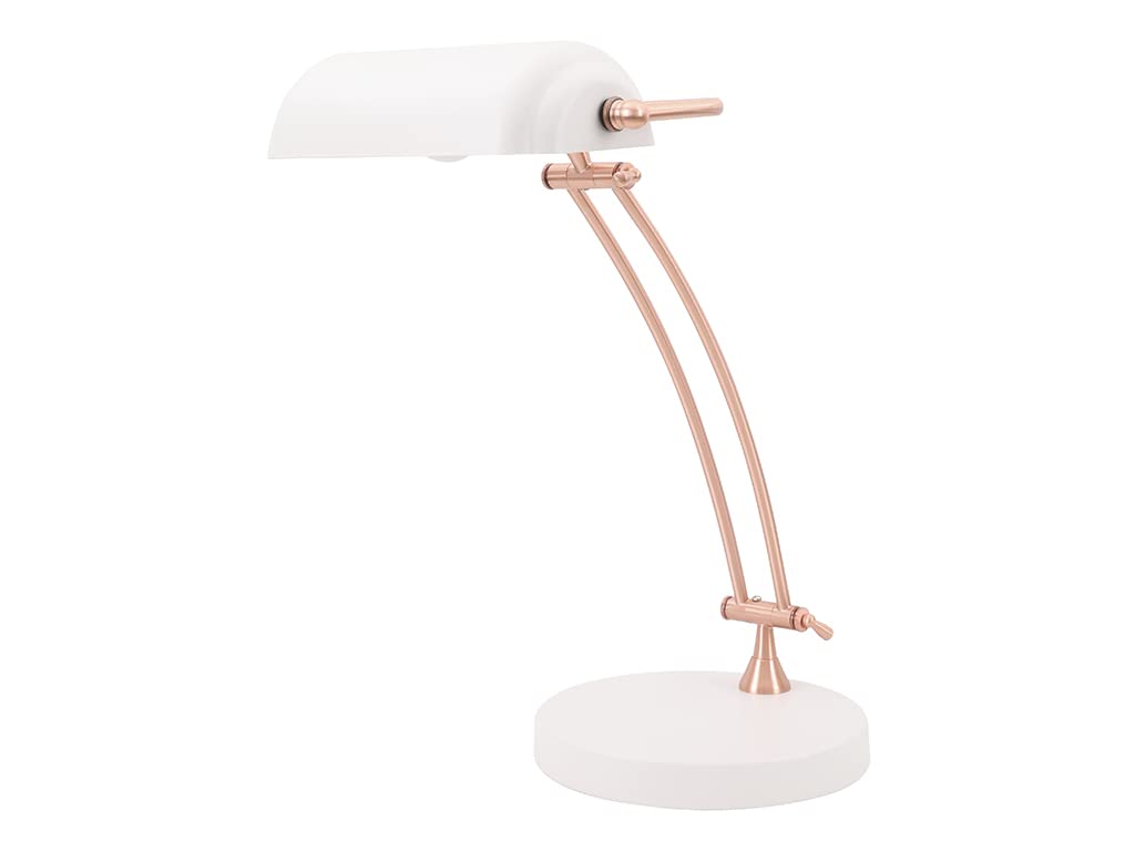 F BRIGHT Lámpara de Escritorio Tipo Banquero Abatible Diseño Metálico (Blanco)