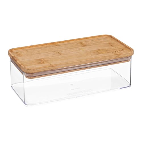 5five - lata rectangular 'eske' con tapa de bambú 1l