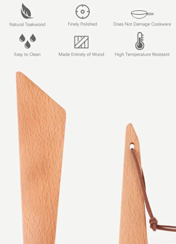Donxote Wooden Spatula Set Of 2, 11.8 In Kitchen Cooking Flat Natural Wood Scraper, Spatulas Perfect For Wok Flipping & Turning, Multipurpose Cookware Utensil Set(Pancakes, Eggs, Burgers, Steak, Etc.) #TOP2