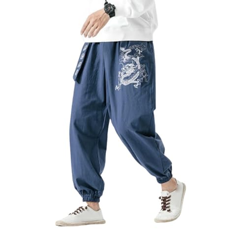Pantalon en coton et lin à broderie homme pour vos journées décontractées
