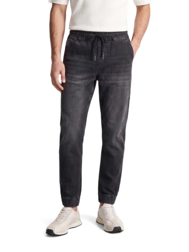 Image of THE INDIAN GARAGE CO Men Slim Fit Solid Mid-Rise Stretchable Denim Joggers