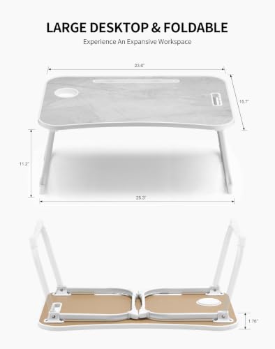 Image of ZEAPTAC Foldable Lap Desk, Bed Desk, Bed Table & Laptop Stand w /Cup Holder