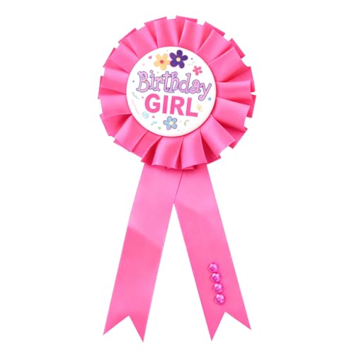 1 PcsBirthday Girl Badge Happy Birthday Badge Its My Birthday Brooch Pin Button Satin Fabric Apparel Award Ribbon Badges for Women Men Prize Party Celebration Decoration Gift Accessory(Pink)